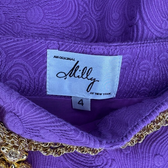 Milly Of New York Elegant Purple Skirt with Gold Accents. #236 - Picture 16 of 16